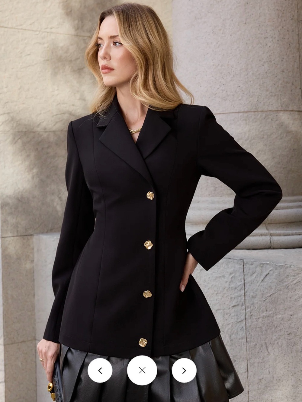 Commense Faux LeatherPleated Hem Blazer Dress - XL - Picture 6 of 7